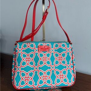 Kate Spade Red and Blue Crossbody Bag with Bold Design